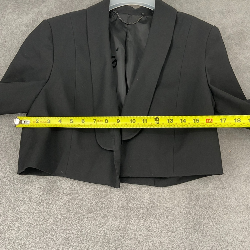 AllSaints Cropped Blazer Jacket Women's 6 Black Formal Shawl Collar Open Front - Picture 7 of 10
